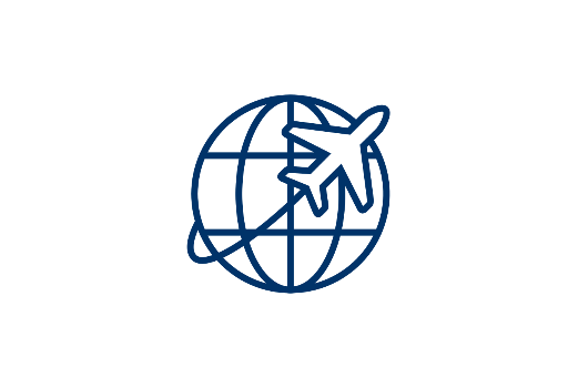 icon with plane around the globe